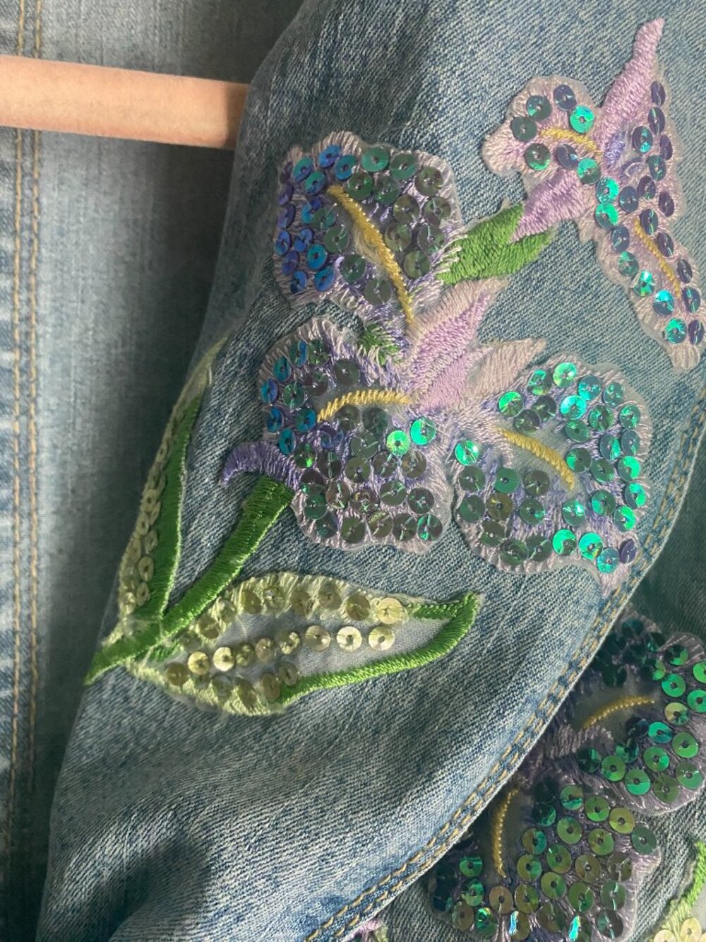 XOXO Vintage Y2K Floral Embroidered Denim Blazer Bratz Jacket Size M - Picture 9 of 12